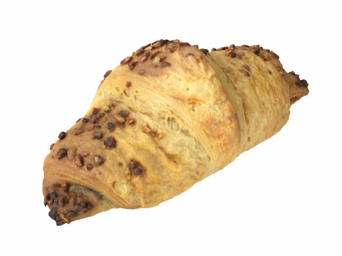 perspective view rendering of a chocolate filled croissant 3d model