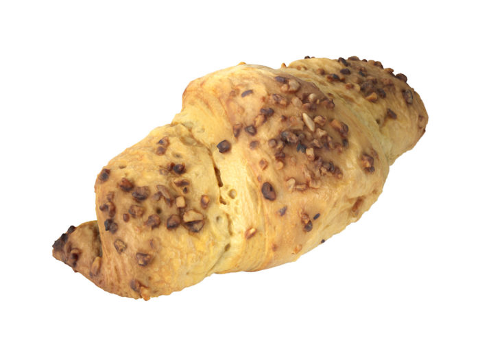 perspective view rendering of a chocolate filled croissant 3d model