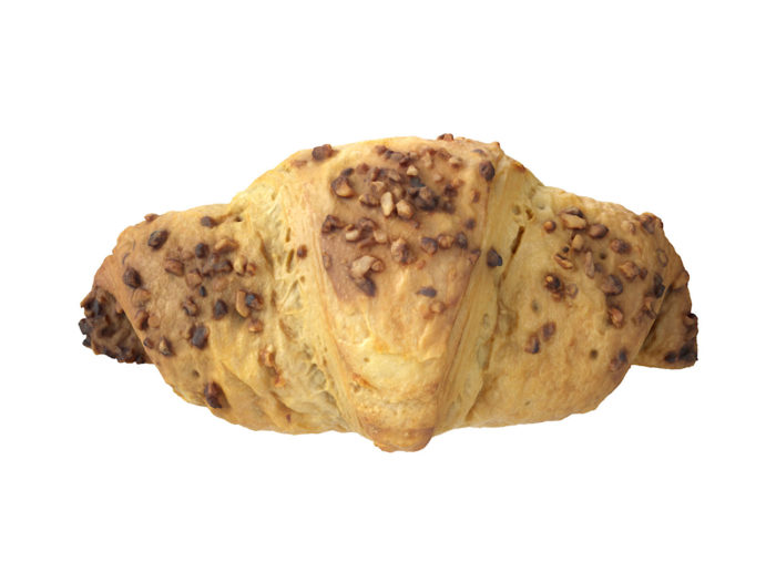 top view rendering of a chocolate filled croissant 3d model