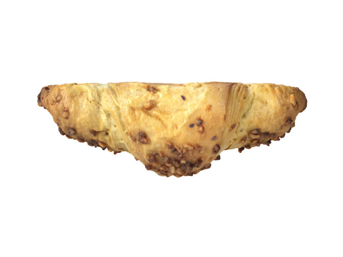 side view rendering of a chocolate filled croissant 3d model