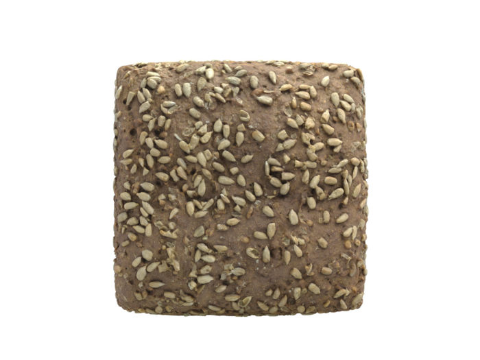 front view rendering of a sunflower seed bread 3d model