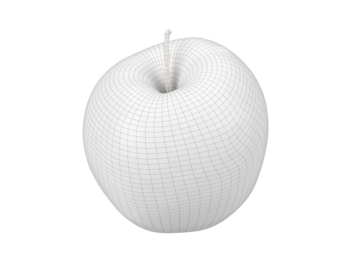 wireframe rendering of a red apple 3d model