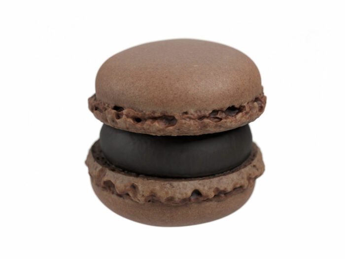 side view rendering of a chocolate macaron 3d model
