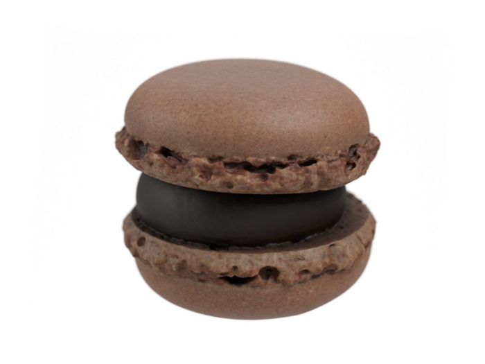 side view rendering of a chocolate macaron 3d model