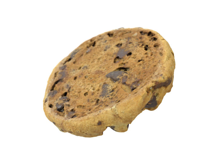 bottom view rendering of a chocolate chip 3d model