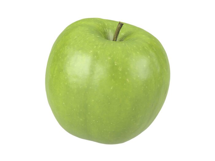 perspective view rendering of a green apple 3d model