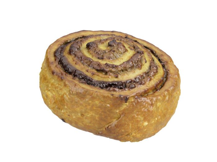 perspective view rendering of a cinnamon roll 3d model