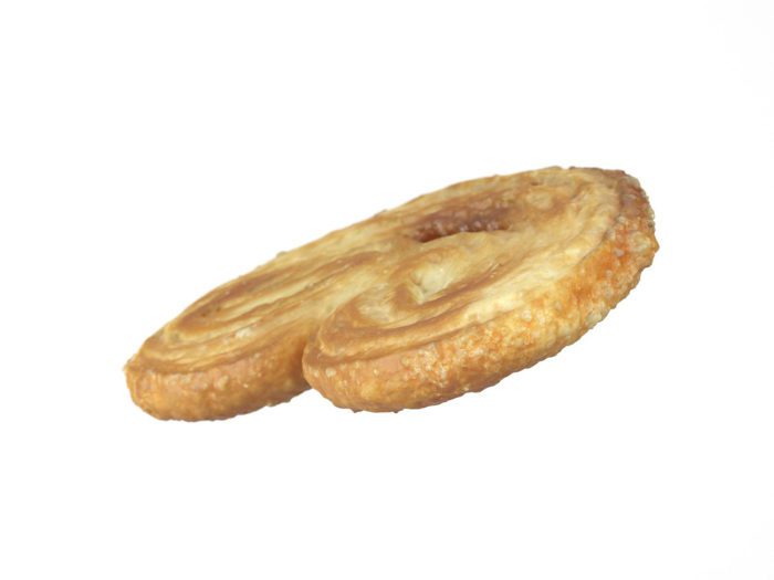 perspective view rendering of a palmier biscuit 3d model