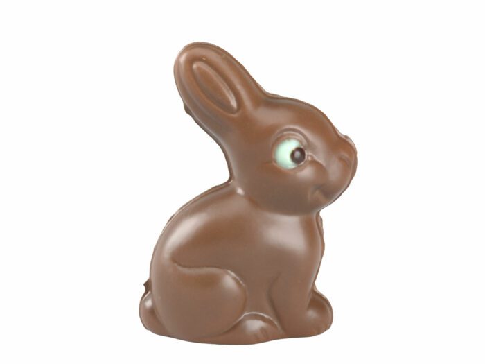 side view rendering of a chocolate easter bunny 3d model