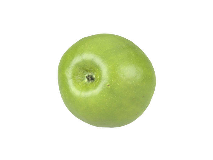 bottom view rendering of a green apple 3d model