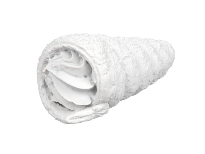 clay rendering of a cream horn 3d model