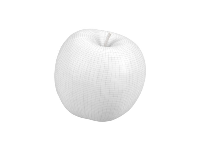 wireframe rendering of a green apple 3d model