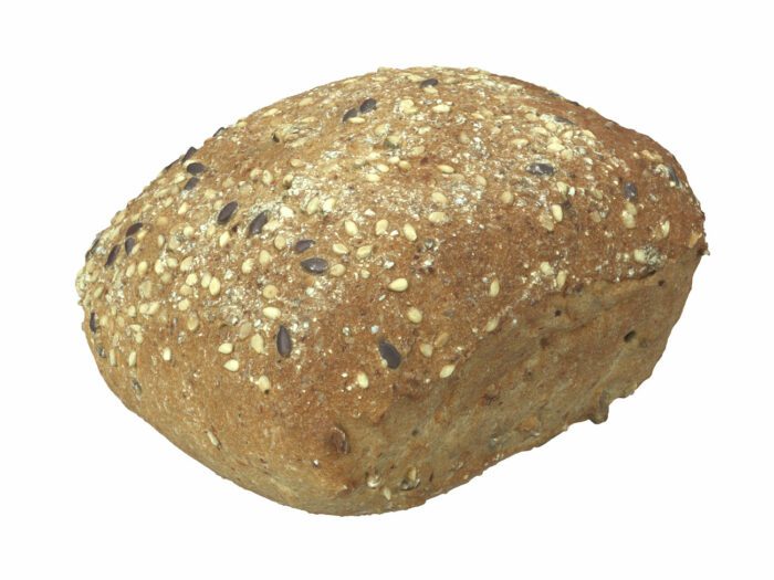 perspective view rendering of a seeded bread roll 3d model