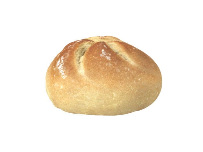 side view rendering of a semmel bread roll 3d model