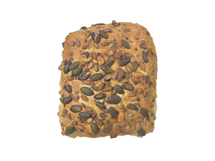 top view rendering of a pumpkin seed bread roll 3d model