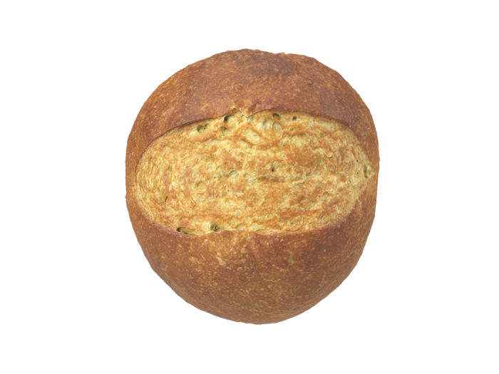 top view rendering of a semmel bread roll 3d model
