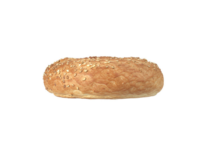 side view rendering of a sesame seed bagel 3d model