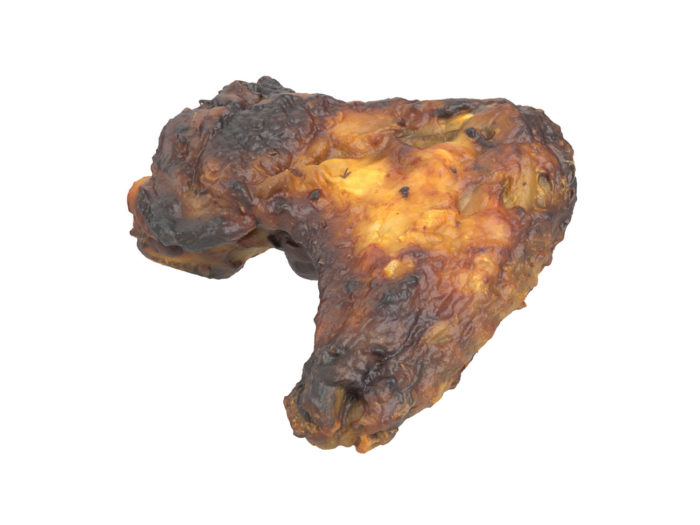 perspective view rendering of a grilled chicken wing 3d model