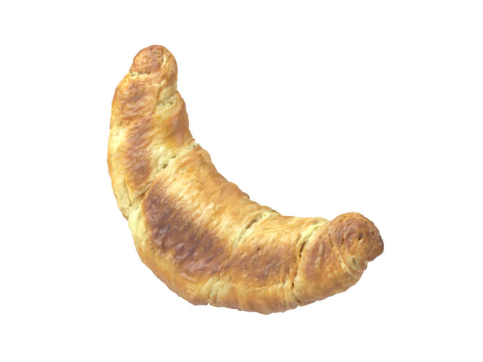 bottom view rendering of a croissant 3d model