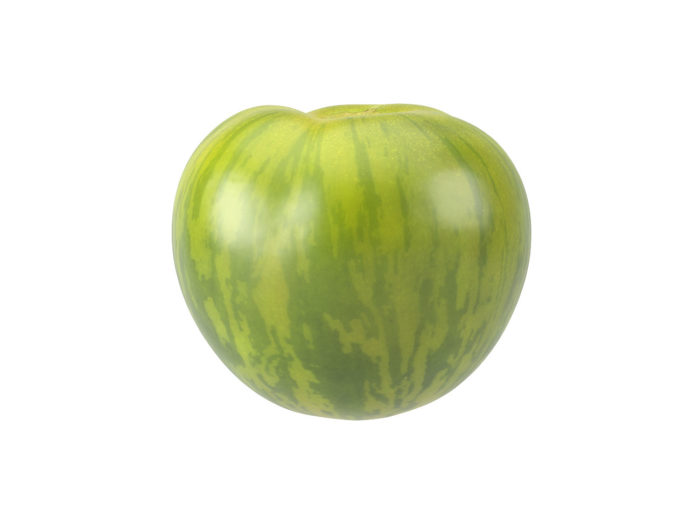 side view rendering of a green zebra tomato 3d model