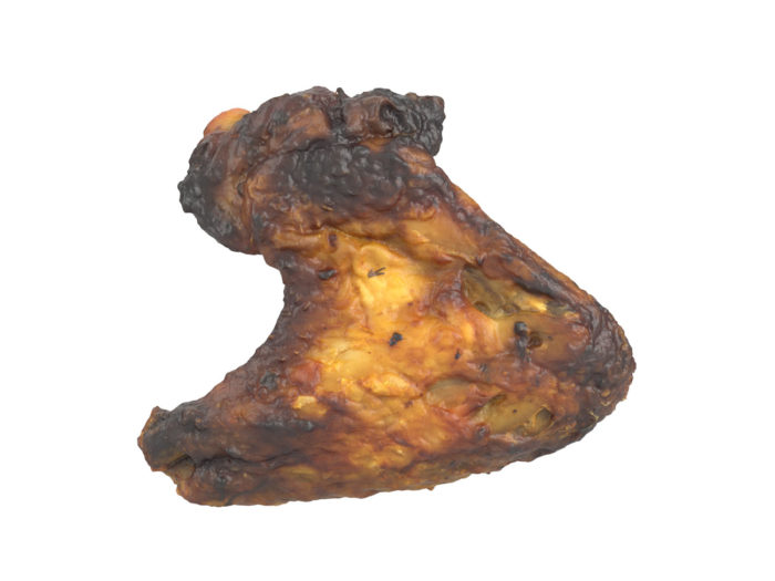 top view rendering of a grilled chicken wing 3d model