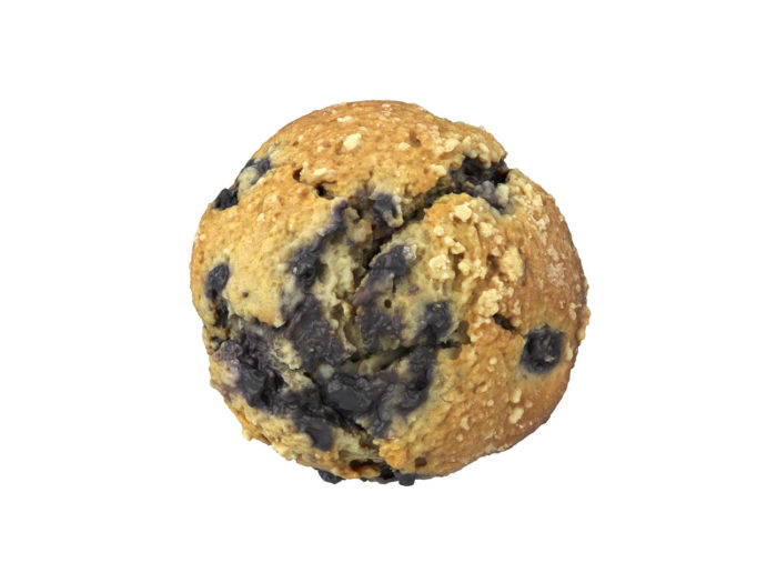 top view rendering of a blueberry muffin 3d model
