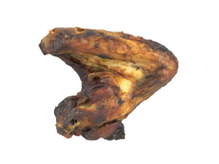 bottom view rendering of a grilled chicken wing 3d model