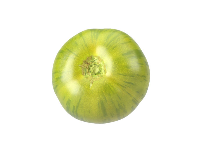 top view rendering of a green zebra tomato 3d model