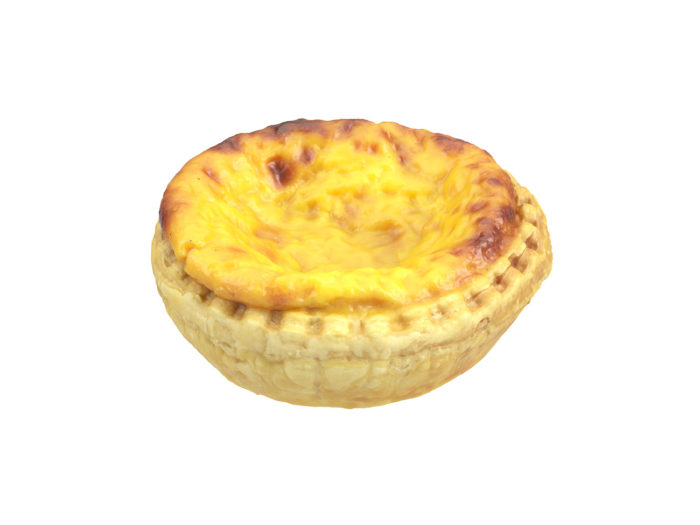 perspective view rendering of an egg tart 3d model