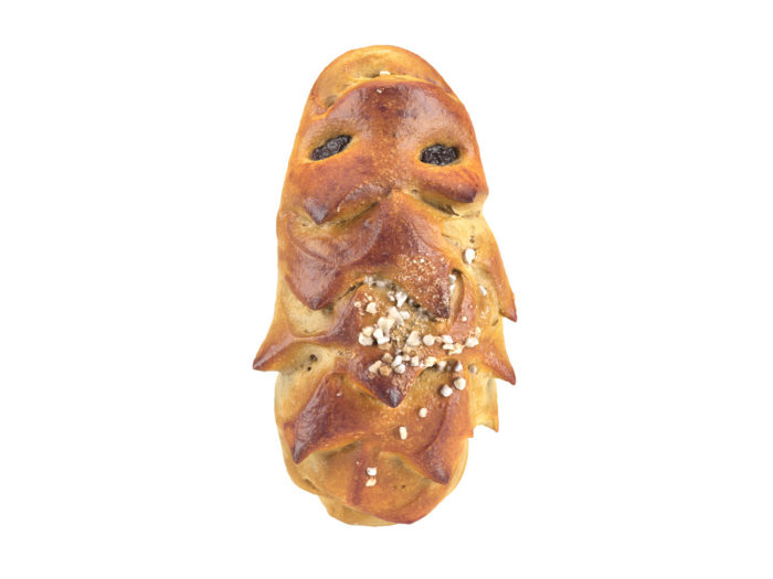 top view rendering of a hedgehog bread roll 3d model