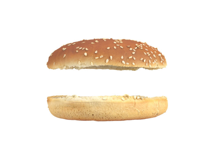 side view rendering of a burger bun 3d model