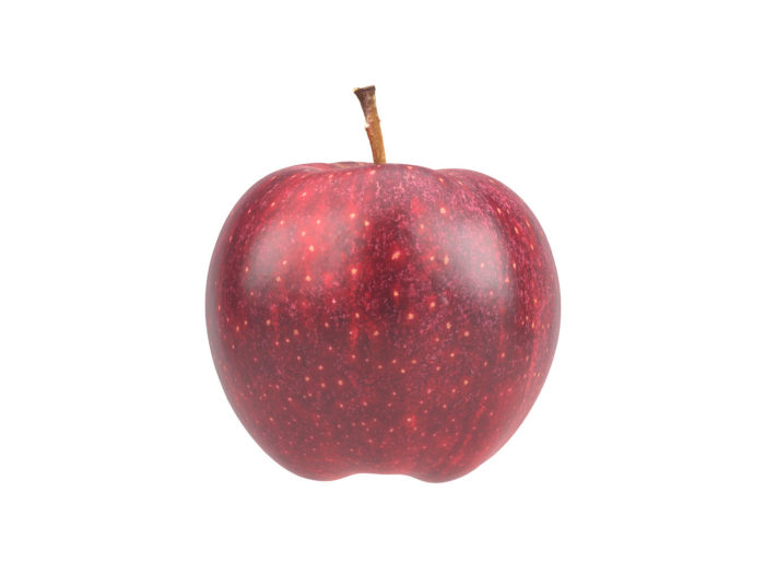 side view rendering of a red apple 3d model