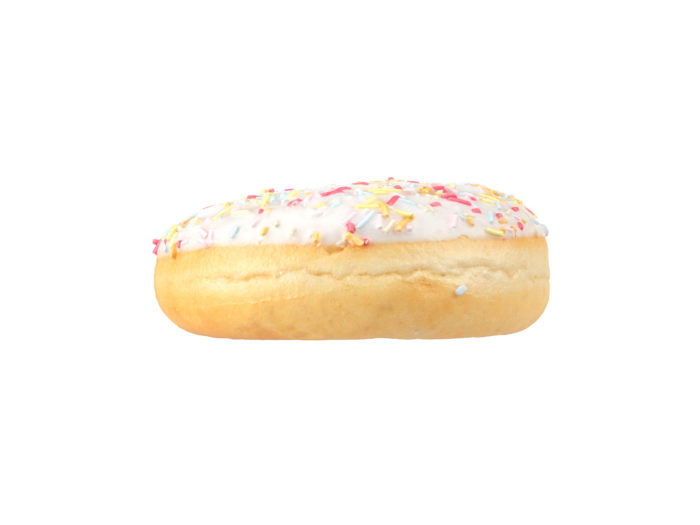side view rendering of a sprinkled donut 3d model