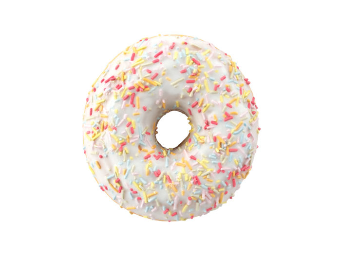top view rendering of a sprinkled donut 3d model