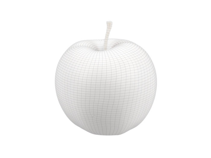 wireframe rendering of a red apple 3d model