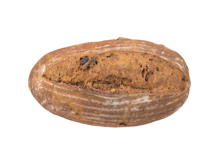 top view rendering of a walnut bread 3d model