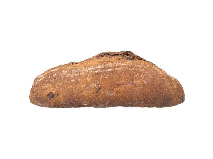 side view rendering of a walnut bread 3d model
