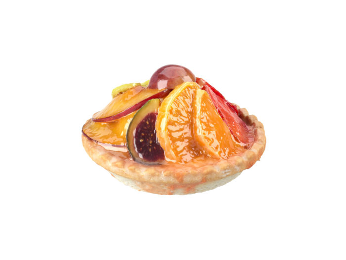 perspective view rendering of a mini fruit tart 3d model