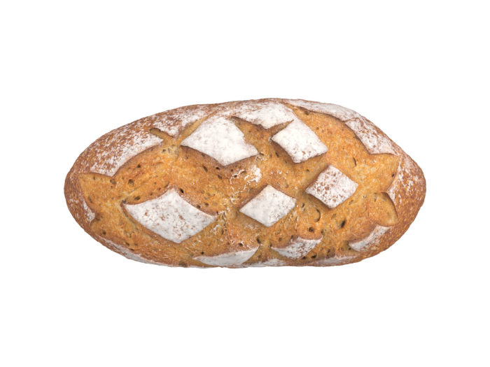 top view rendering of a bread 3d model