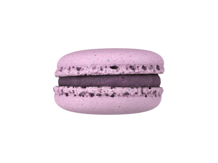 side view rendering of a blueberry macaron 3d model