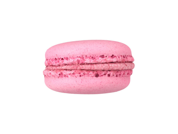 side view rendering of a raspberry macaron 3d model