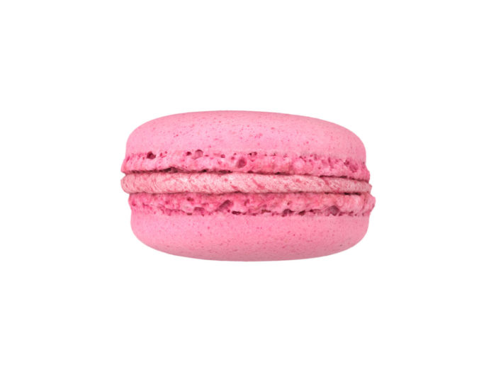 side view rendering of a raspberry macaron 3d model