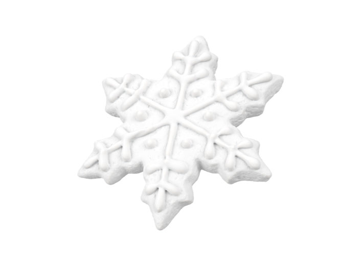clay rendering of a gingerbread snowflake 3d model