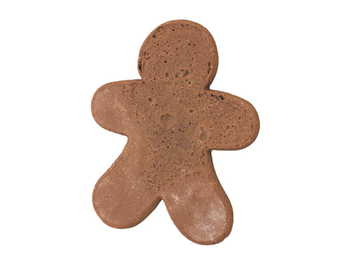 bottom view rendering of a gingerbread man 3d model