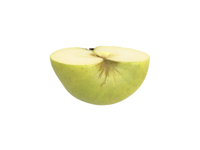 side view rendering of an apple half 3d model