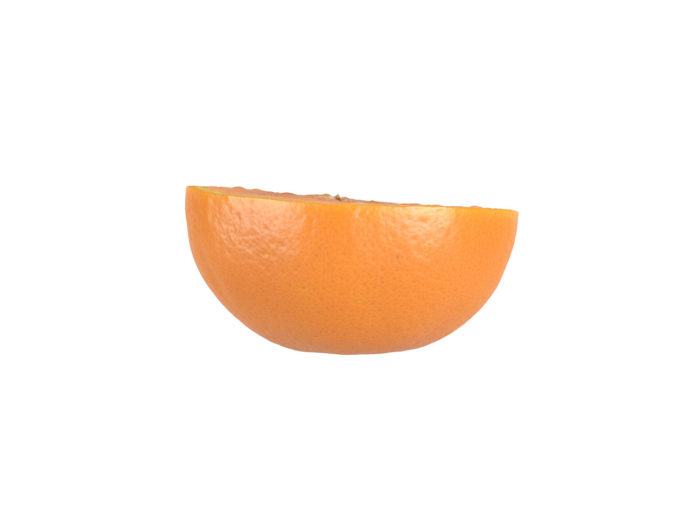 side view rendering of an orange half 3d model
