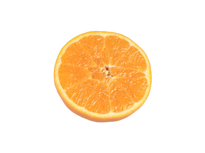 top view rendering of an orange half 3d model