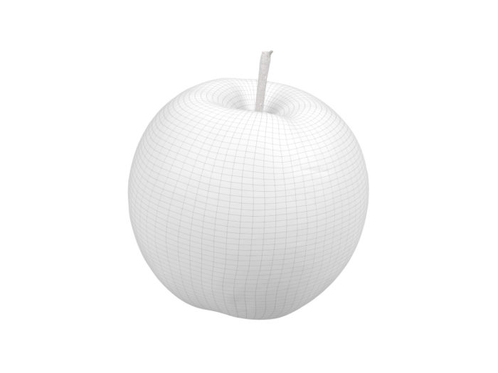 wireframe rendering of a green apple 3d model